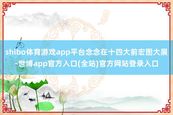 shibo体育游戏app平台念念在十四大前宏图大展-世博app官方入口(全站)官方网站登录入口