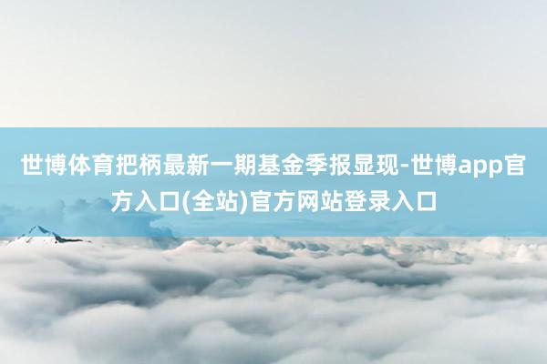 世博体育把柄最新一期基金季报显现-世博app官方入口(全站)官方网站登录入口