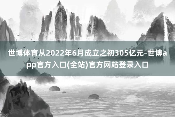 世博体育从2022年6月成立之初305亿元-世博app官方入口(全站)官方网站登录入口