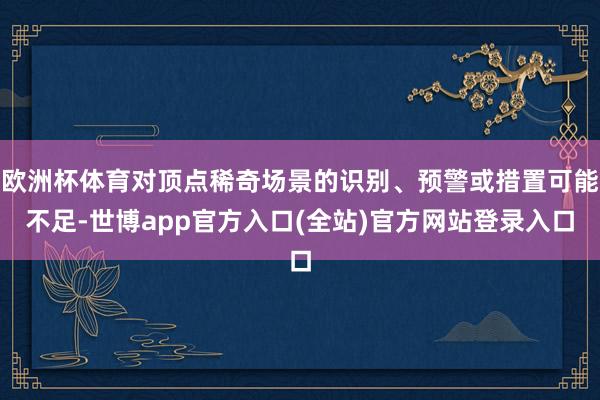 欧洲杯体育对顶点稀奇场景的识别、预警或措置可能不足-世博app官方入口(全站)官方网站登录入口