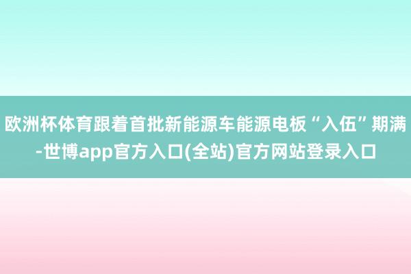 欧洲杯体育跟着首批新能源车能源电板“入伍”期满-世博app官方入口(全站)官方网站登录入口
