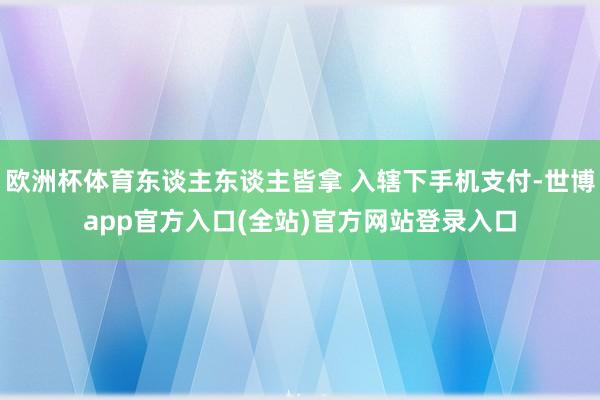欧洲杯体育东谈主东谈主皆拿 入辖下手机支付-世博app官方入口(全站)官方网站登录入口