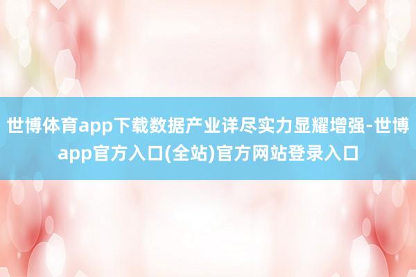 世博体育app下载数据产业详尽实力显耀增强-世博app官方入口(全站)官方网站登录入口