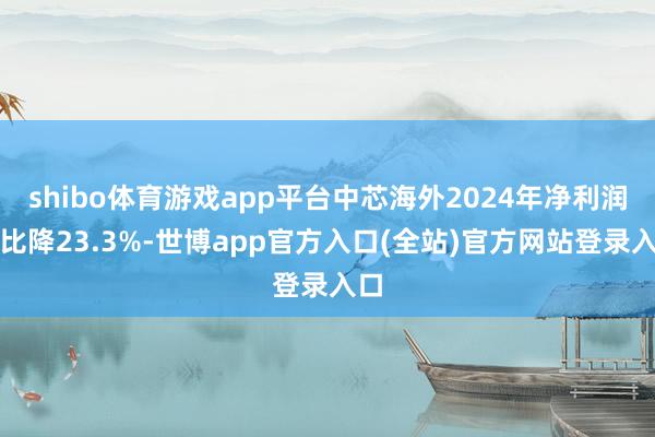 shibo体育游戏app平台中芯海外2024年净利润同比降23.3%-世博app官方入口(全站)官方网站登录入口