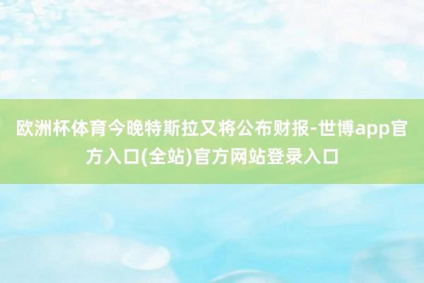 欧洲杯体育今晚特斯拉又将公布财报-世博app官方入口(全站)官方网站登录入口
