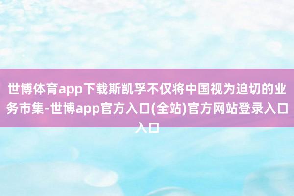 世博体育app下载斯凯孚不仅将中国视为迫切的业务市集-世博app官方入口(全站)官方网站登录入口