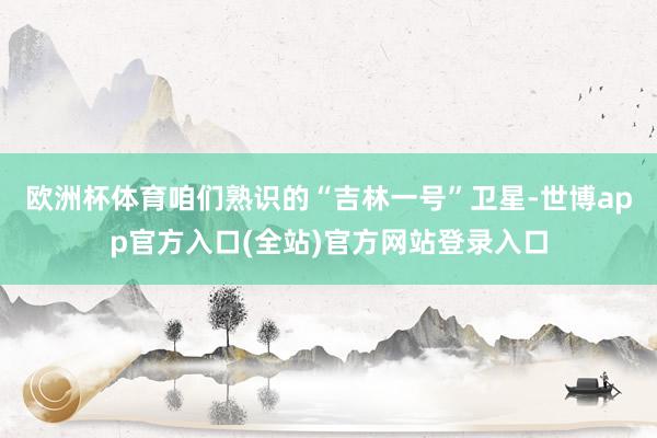 欧洲杯体育咱们熟识的“吉林一号”卫星-世博app官方入口(全站)官方网站登录入口